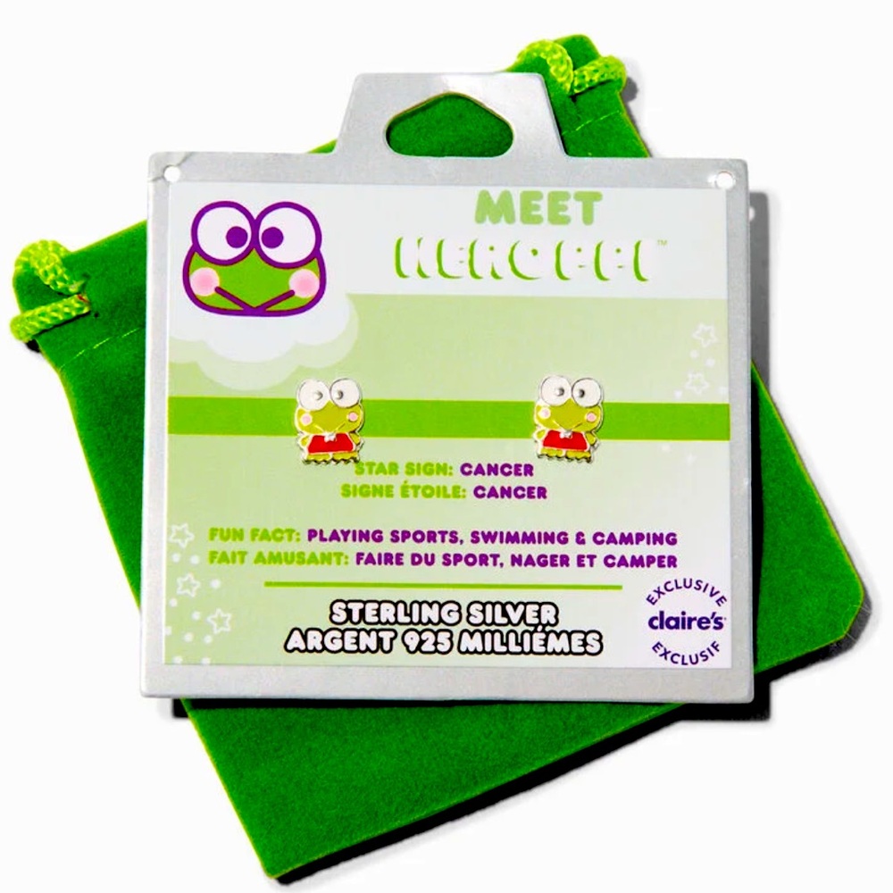 Keroppi Hello Kitty & Friends Enamel Sterling Silver Stud Earrings - NWT